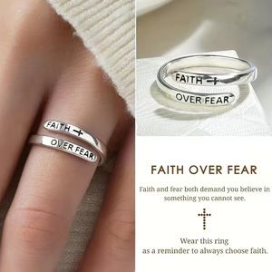 Faith over Fear Ring Adjustable Religious Christian Jewelry